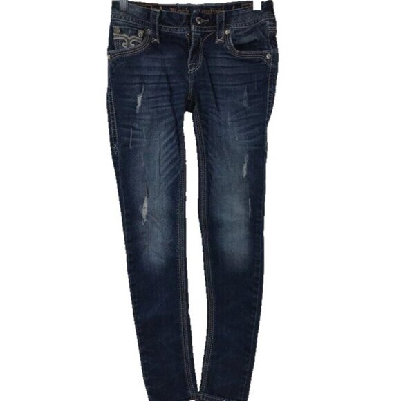 Rock Revival Drew Jeans Womens 25 Cuffed Skinny Distressed 26x29.5 - Picture 4 of 8